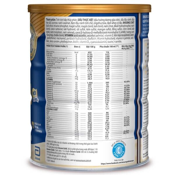 Sữa Bột Ensure Gold Vani 850g