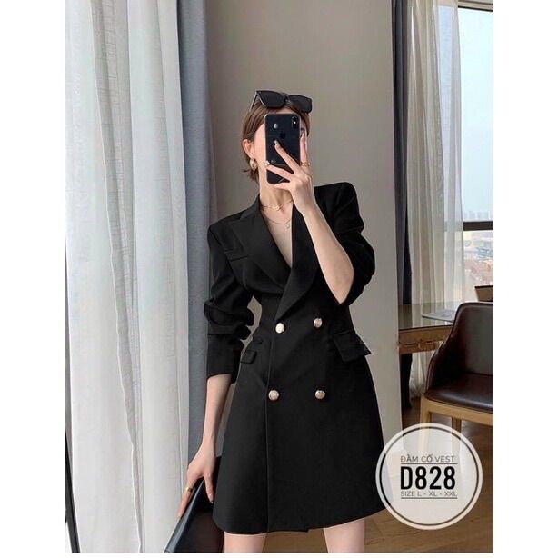 60-90kg Bigsize ĐẦM CỔ VEST D828