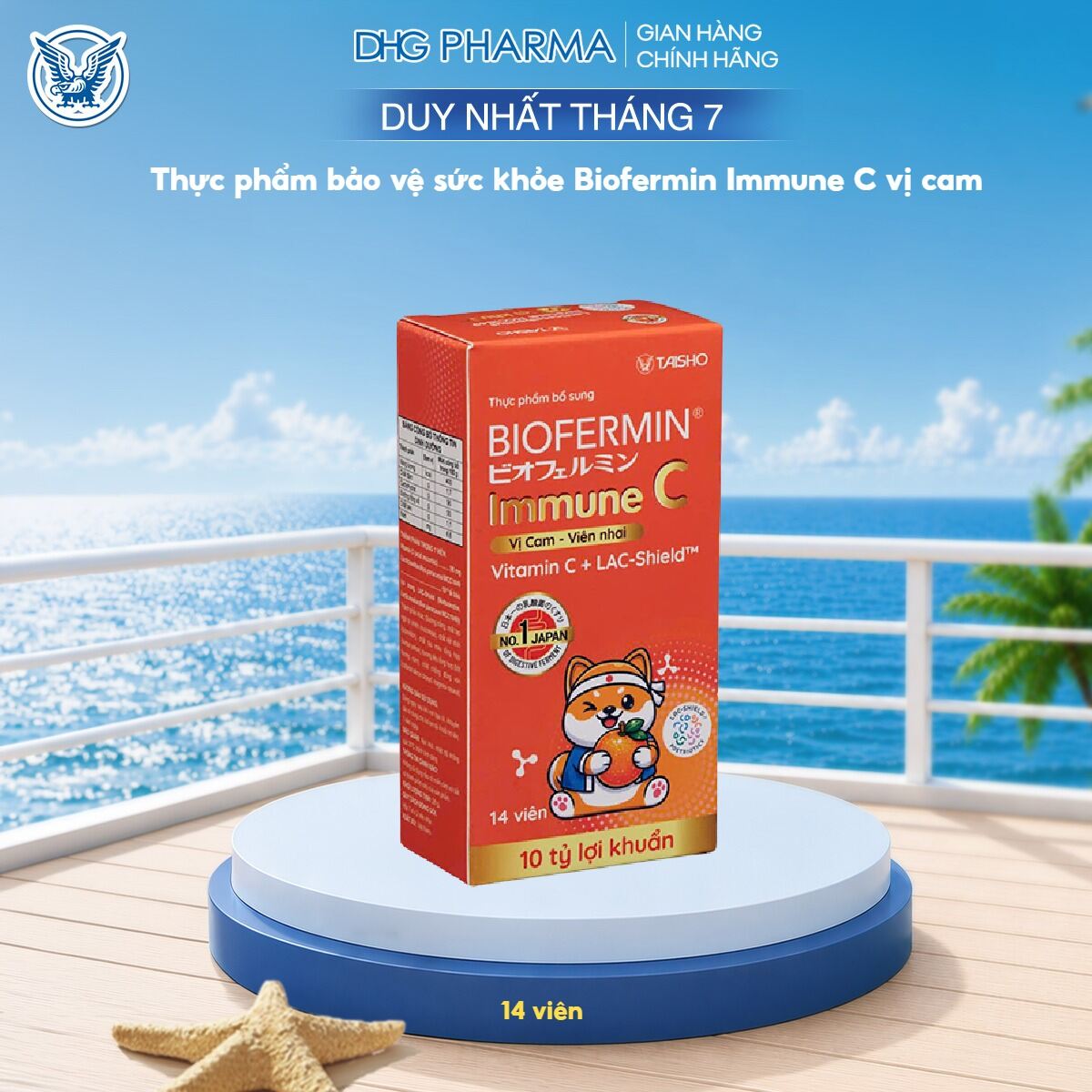 Thực phẩm bảo vệ sức khỏe Biofermin Immune C vị cam - Hộp 14 viên