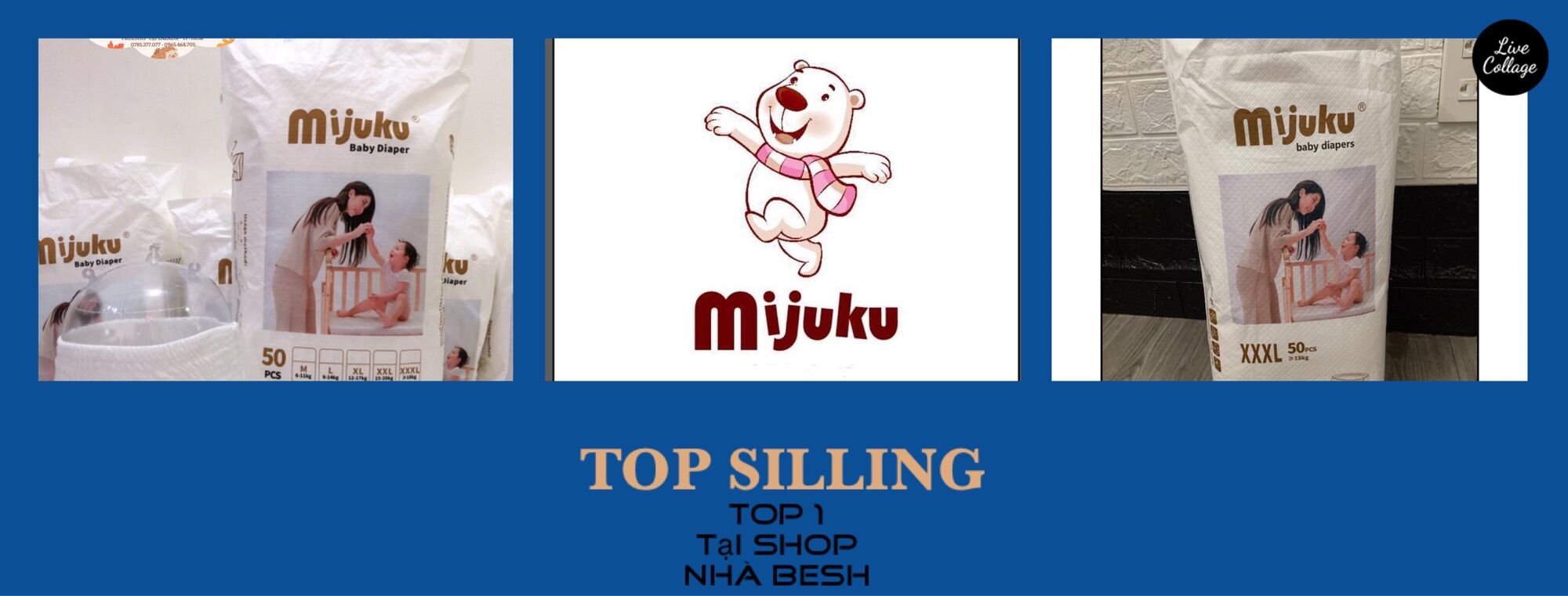 Combo 2 gói TẢ QUẦN MIJUKU SIEZ M/L/XL/XXL/XXXL 100 MIẾNG