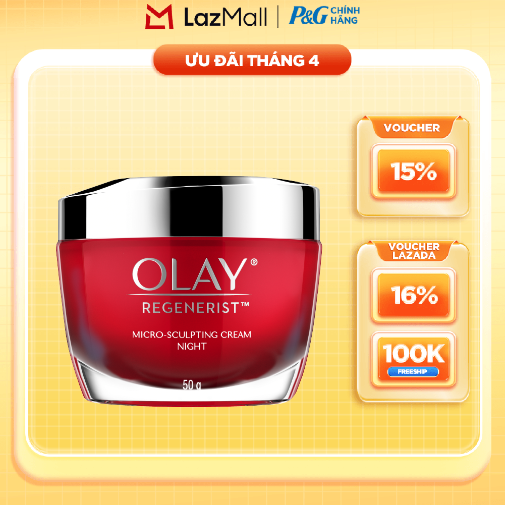 Kem Dưỡng Ban Đêm OLAY REGENERIST Căng Mướt, Sáng Khỏe  Phục Hồi Dấu Hiệu Lão Hóa Hũ 50G