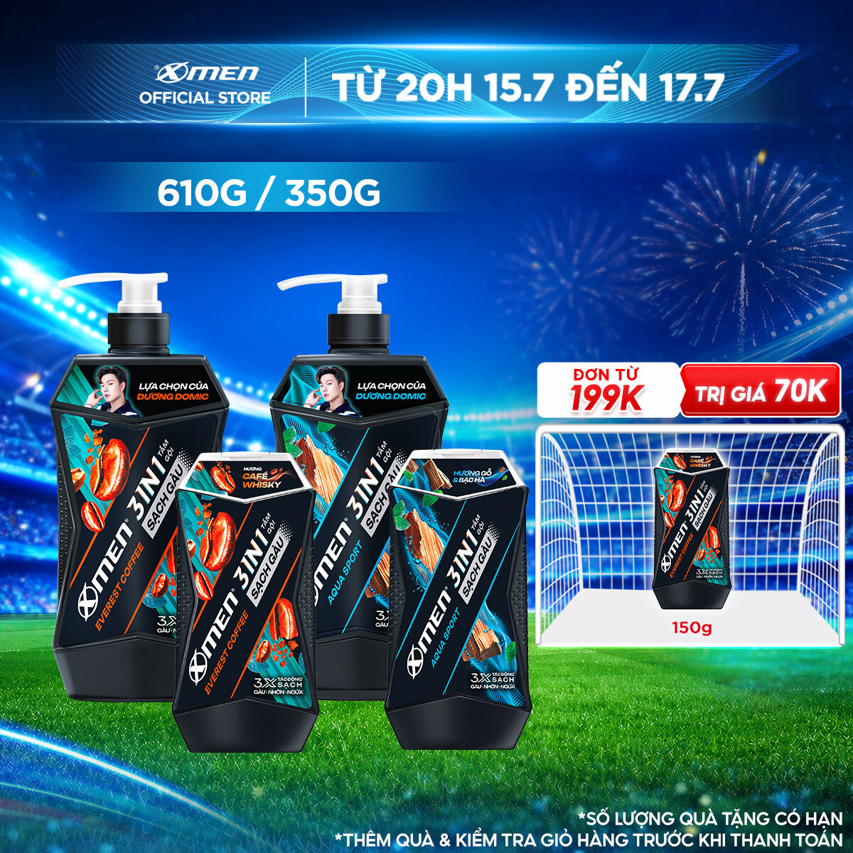 [MỚI] Tắm Gội Sạch Gàu 3in1 Xmen Everest Coffee  Aqua Sport 610G/350G - 3X Tác Động Sạch Gàu Nhờn Ngứa,Mùi Hương Nam Tính