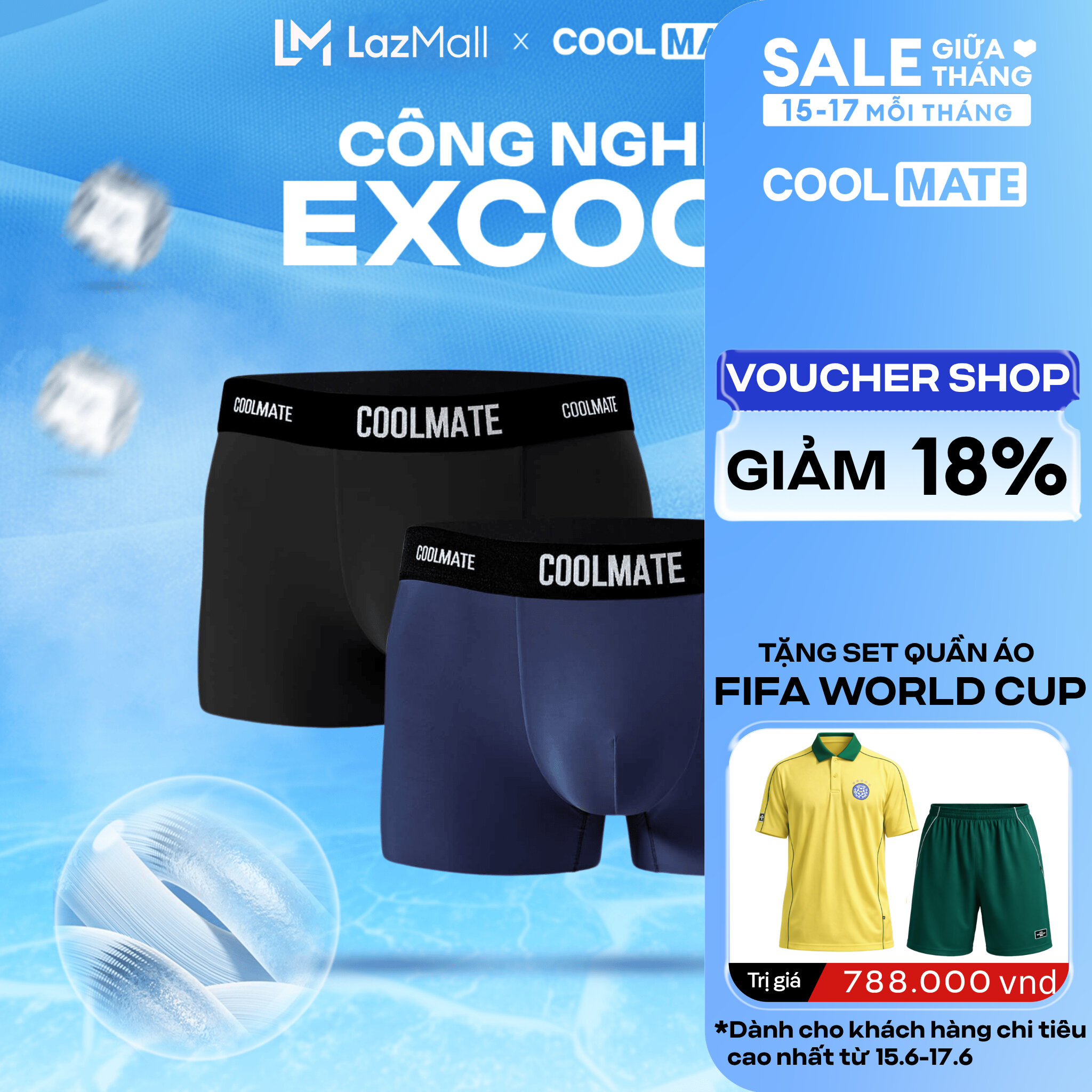 Combo 2 quần lót nam Trunk Excool Clean Cut - Coolmate [KHÔNG ĐỔI TRẢ]