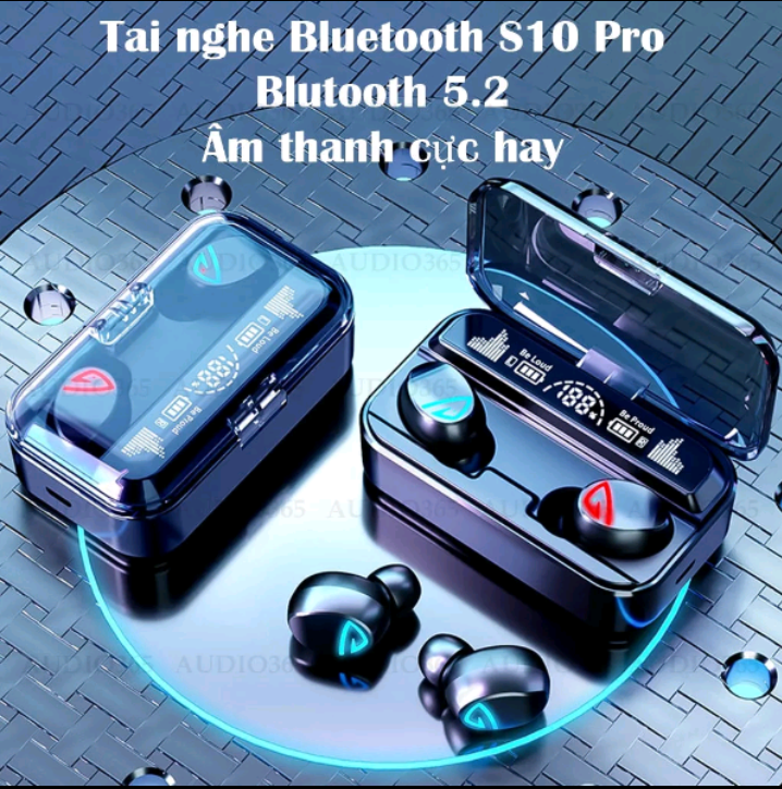 Tai nghe bluetooth S10 Pro pin 8h, bass cực hay, hỗ trợ đàm thoại,kiêm sạc dự phòng