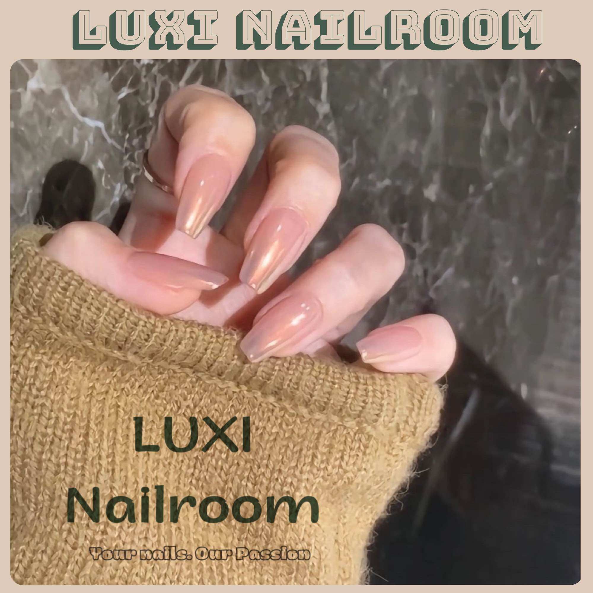 Nailbox - móng úp thiết kế thủ công mẫu sơn thạch trơn tráng gương ánh vàng