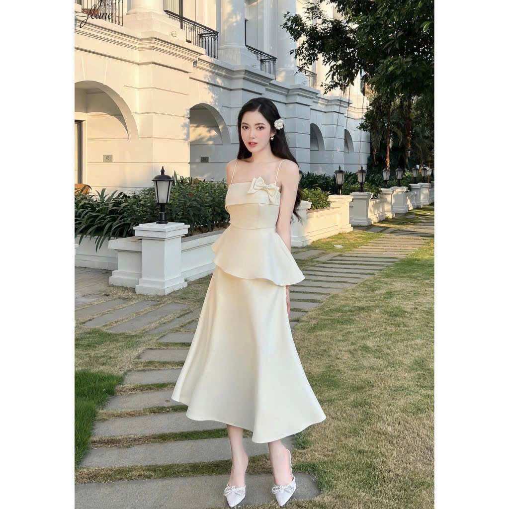 (SHOP TÁO ĐỎ BIGSIZE 50KG ĐẾN 90KG) set áo dây peplum phối váy midi