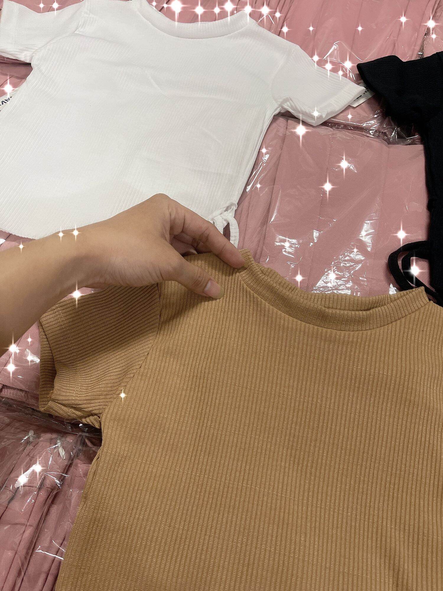 Áo kiểu croptop cột dây eo xẻ 2 bên