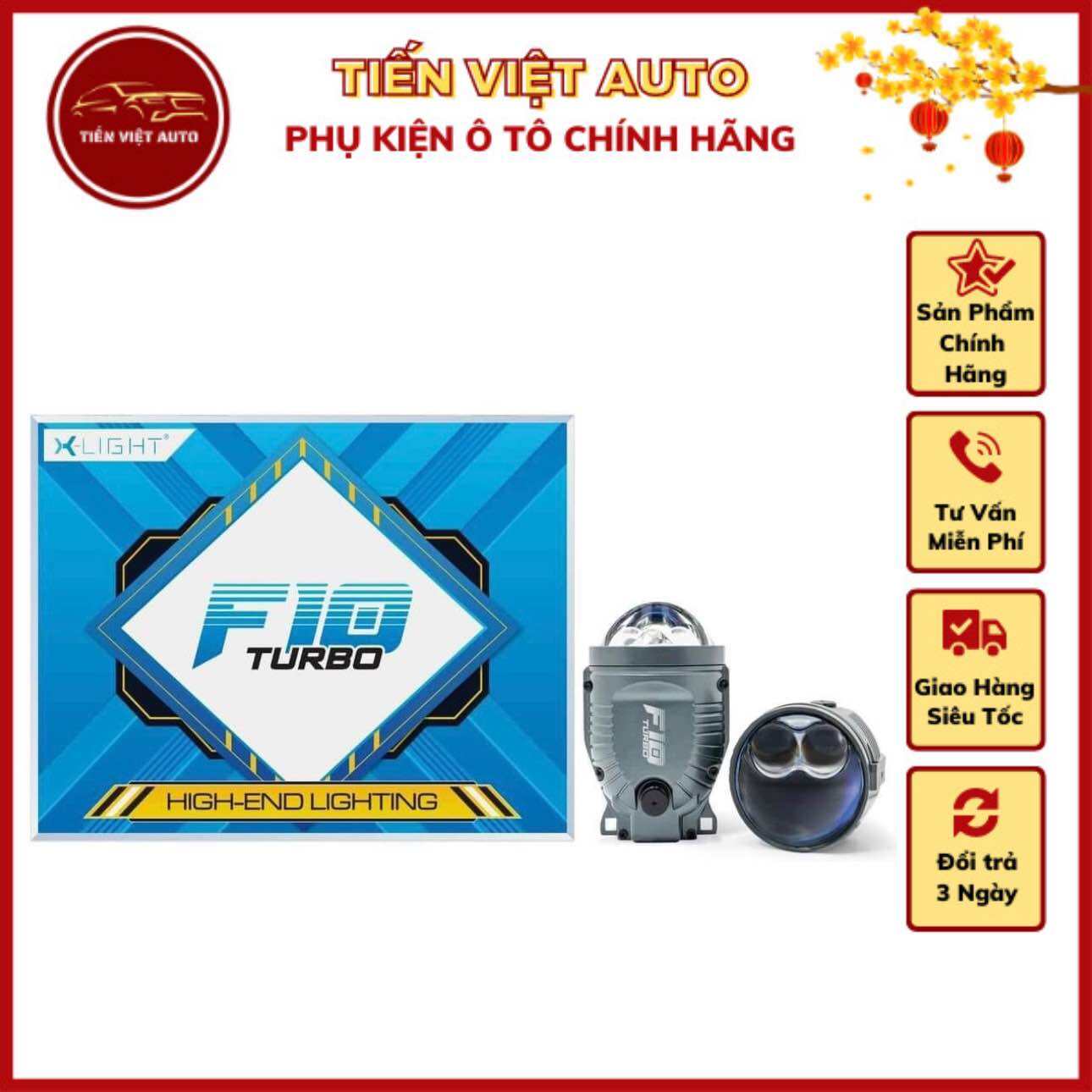 Bi gầm Xlight F10 Turbo 2024, 2 mắt trợ pha siêu khủng 65W (giá 1 đôi)