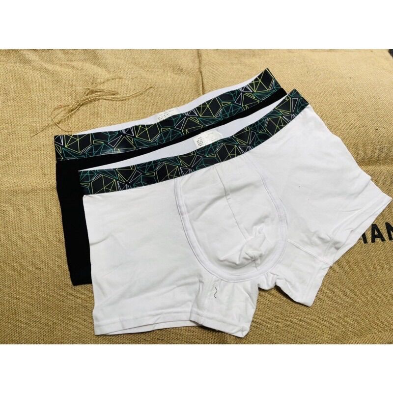 Quần lót nam boxer thun cotton đen trắng XL trắng đen đỏ