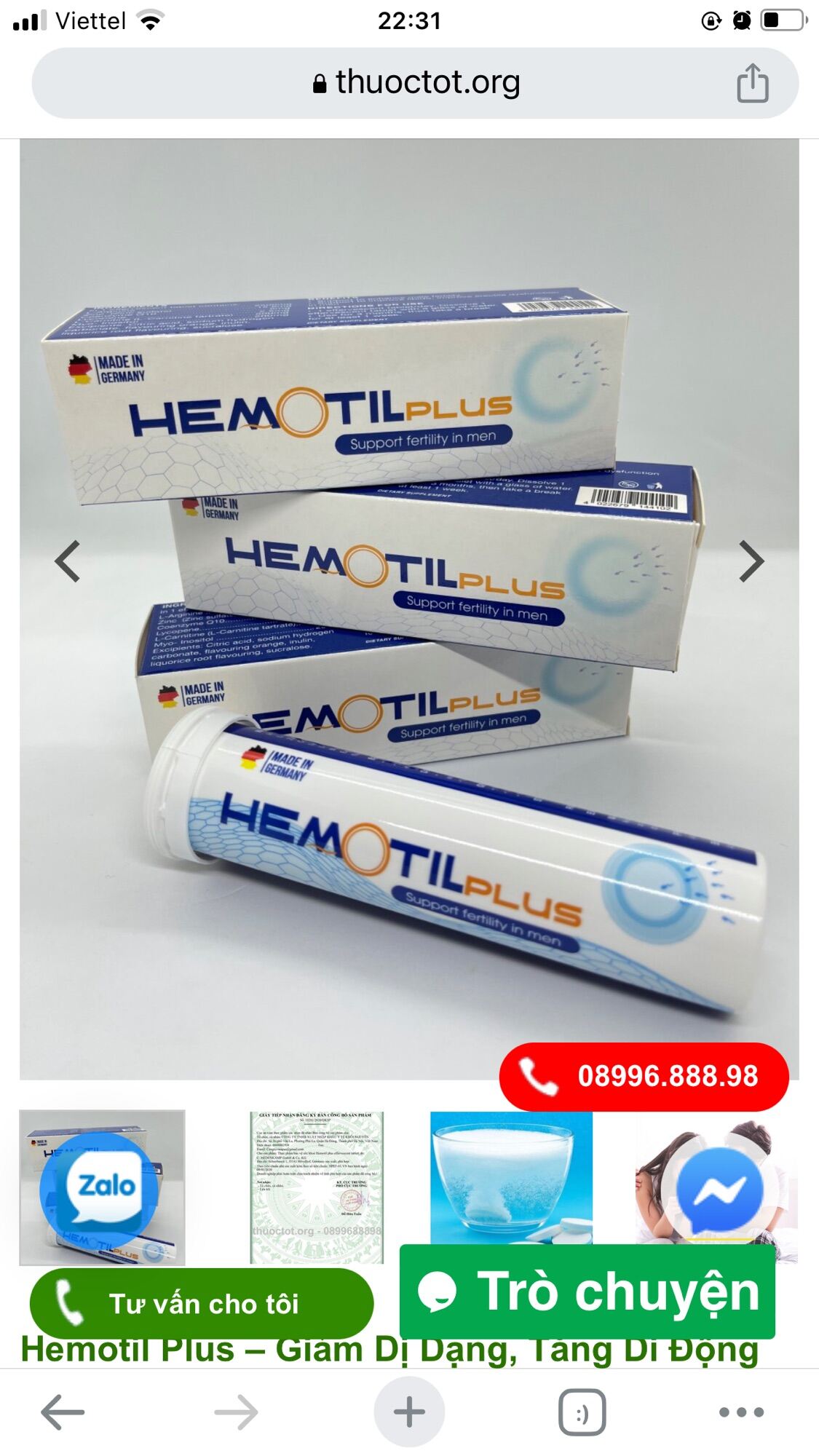 Viên sủi Hemotil plus hỗ trợ tăng khả năng sinh sản cho nam giới