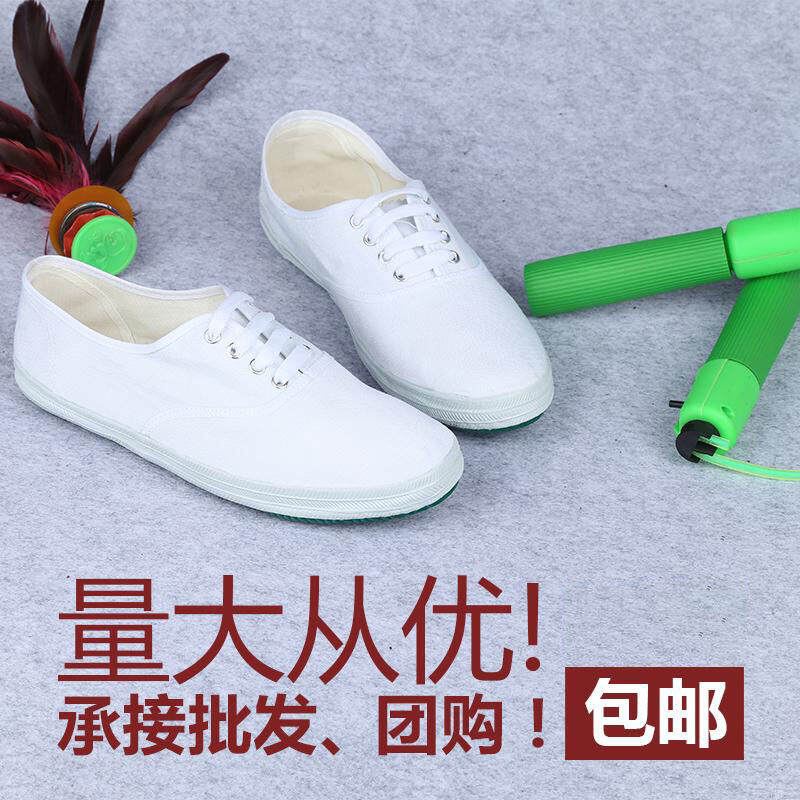Giày Vải Bố Đế Bằng Màu Trắng, Giày Lưới Trắng Đế Bằng Nữ, Giày Luyện Công Kiểu Cũ, Giày Trắng Buộc Dây, Giày Bóng Trắng Học Sinh Nữ
