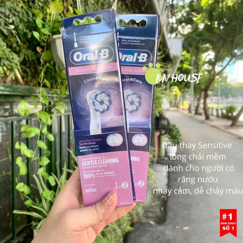 [Pháp nội địa, có bill] Bộ 4 Đầu bàn chải điện Oral B Sensitive Clean Braun người lớn, set 4 đầu bàn chải đánh răng oralb làm sạch sâu, vệ sinh răng miệng - combo 4 đầu bàn chải điện Oral B - Vỉ 4 đầu bàn chải điện Oral B - NN HOUSE Pháp Hàn