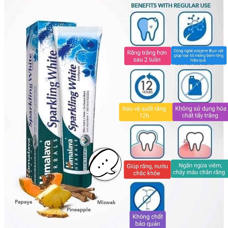 (Hsd:09/2025) Kem đánh răng TRẮNG SÁNG LẤP LÁNH _ Himalaya sparkling white toothpaste 100g