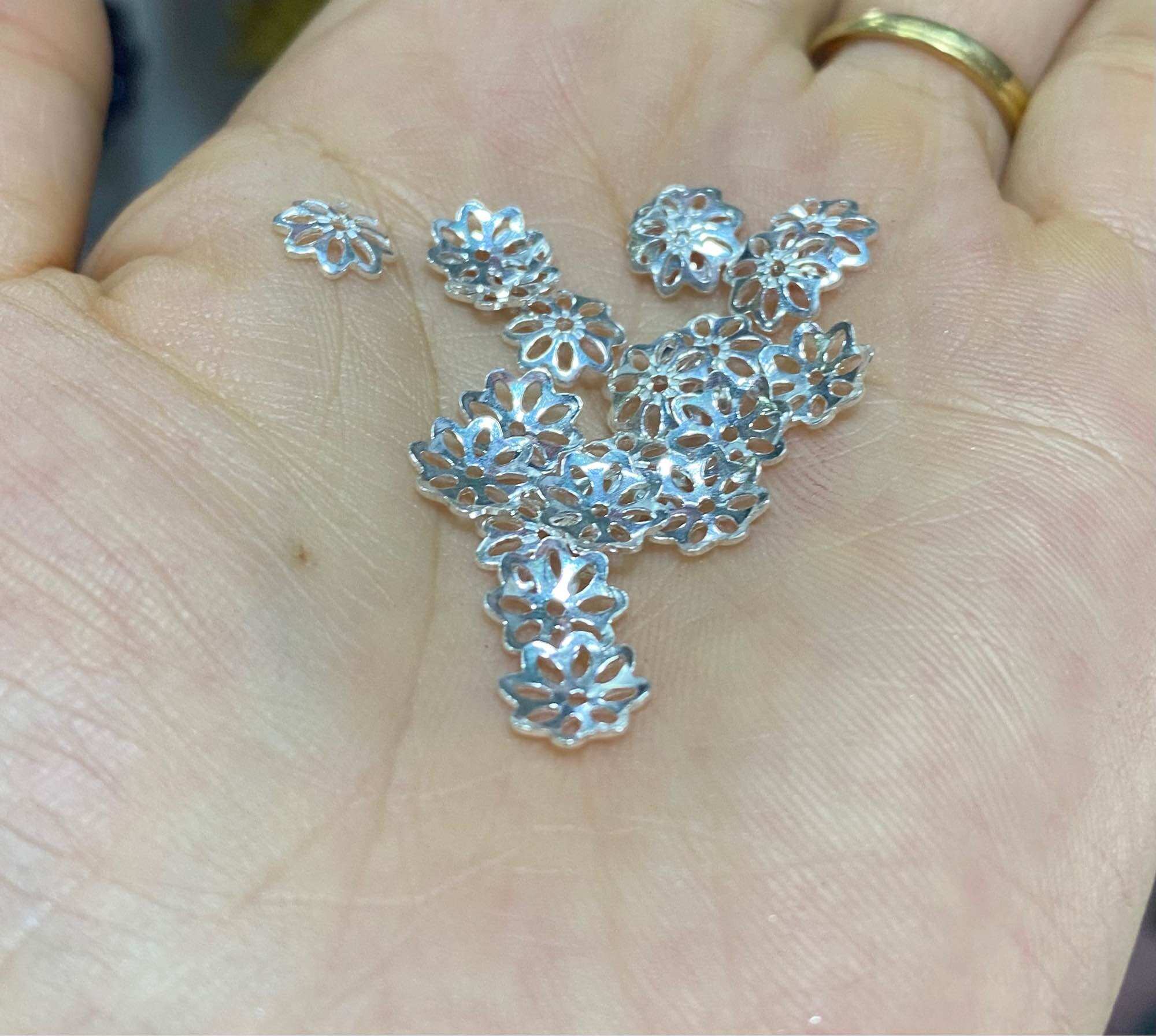 Charm Ốp hoa bạc s925 bọc đá(1ốp) hat 8li 10li