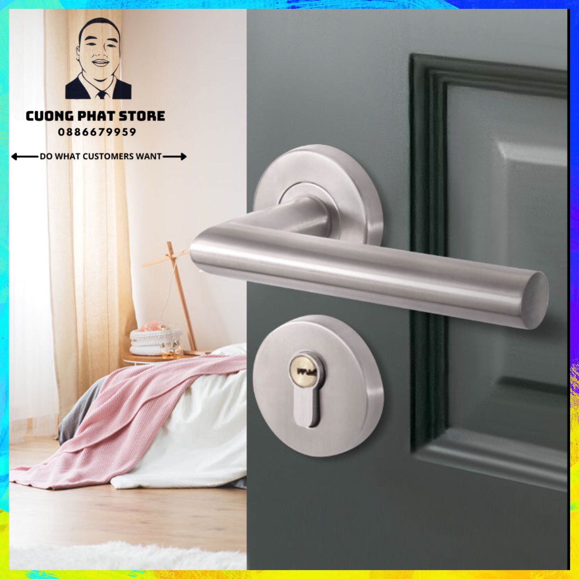 Khoá phân thể chất liệu inox 304 tay gạt lắp chung cư cửa gỗ cửa nhựa, nhôm phòng tắm phòng ngủ đẹp