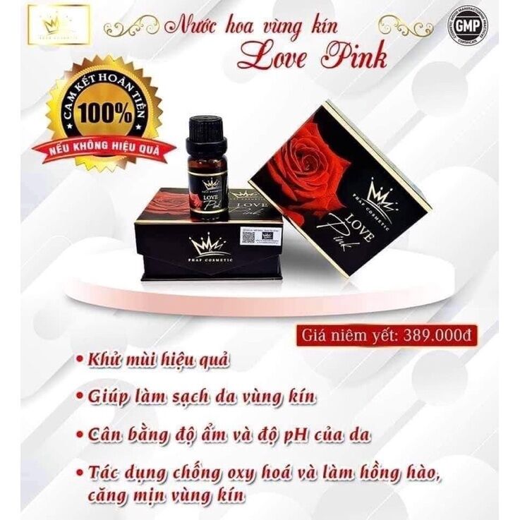 [ SIÊU SALE HÀNG CHÍNH HÃNG - CÓ CHE TÊN SP ] Nước hoa vùng kín cao cấp Love Pink 10ml Chính Hãng 1 ĐỀN 10 NẾU PHÁT HIỆN HÀNG FA.KE, hương thơm quyến rũ sexy, thơm lâu, cân bằng độ ẩm & độ PH, hồng hào, an toàn cho cô bé.