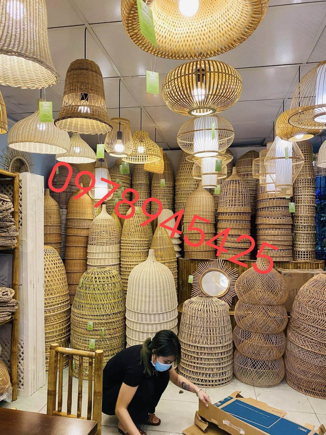 Sỉ đèn mây tre đèn tre đan lh 0978945425