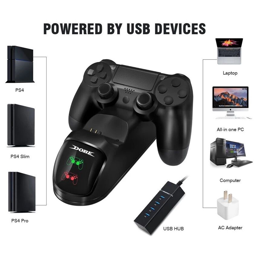 Dock sạc tay cầm ps4 đế sạc tay Ps4 sạc đôi tay cầm PS4 có IC nắn dòng và tự ngắt