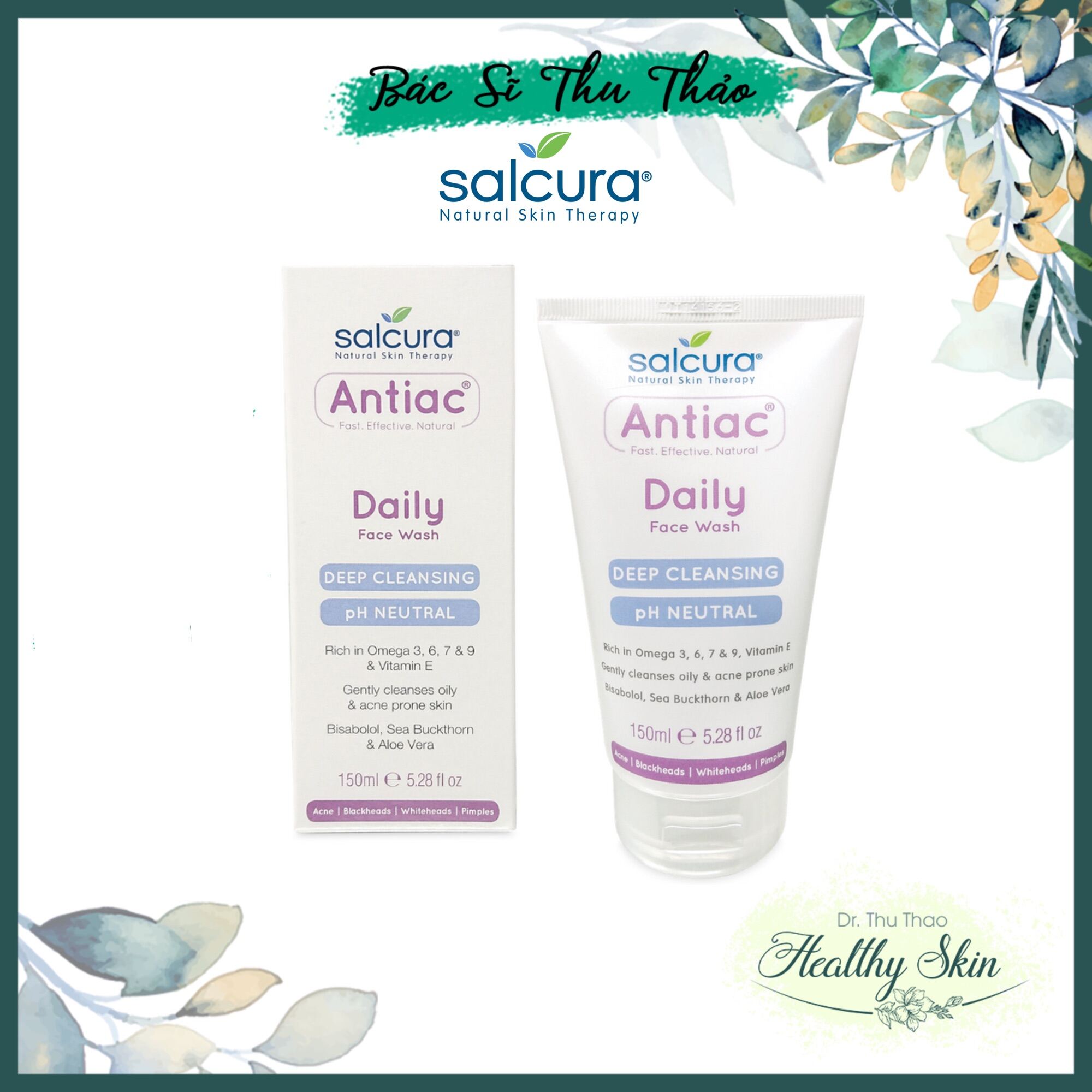 [150mL] SỮA RỬA MẶT NGĂN NGỪA MỤN - Salcura Daily Antiac FACE WASH