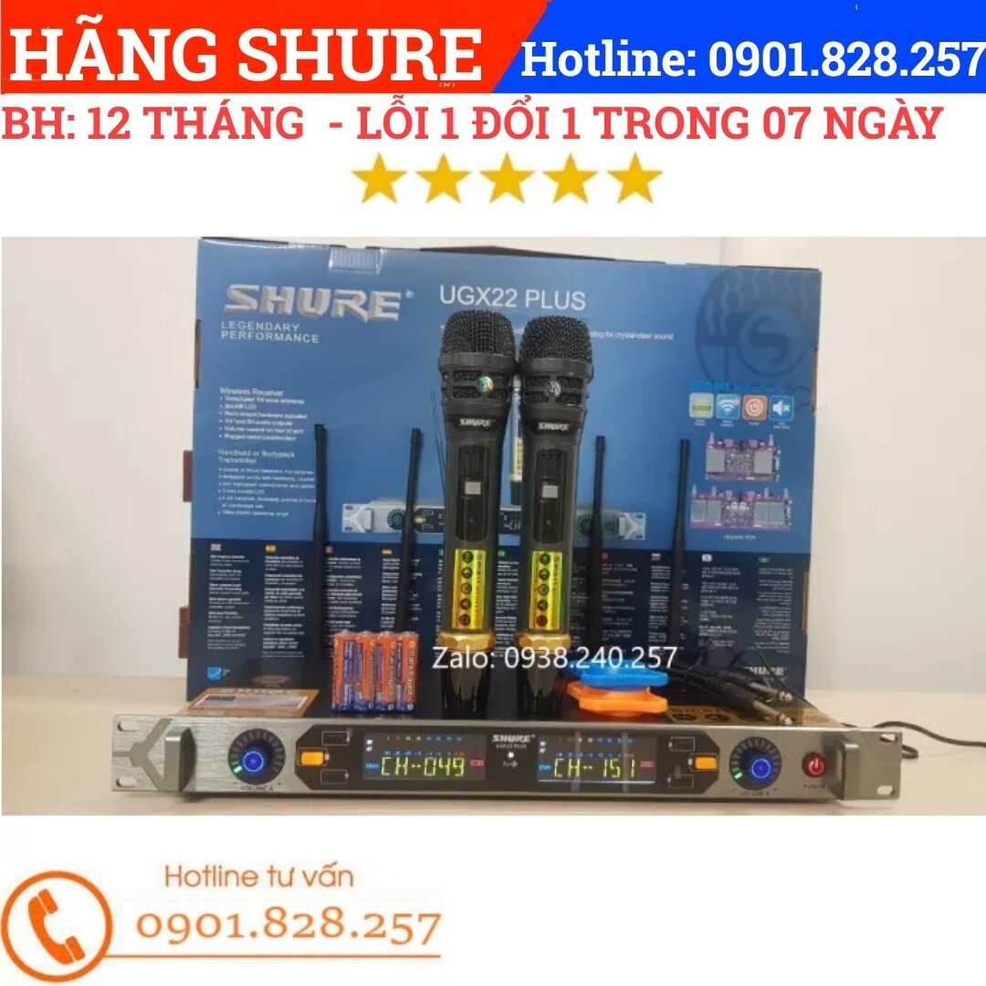 Micro không dây shure ugx22 plus hàng chuẩn loại 1 - micro không dây - micro shure - micro karaoke - micro ugx22 plus