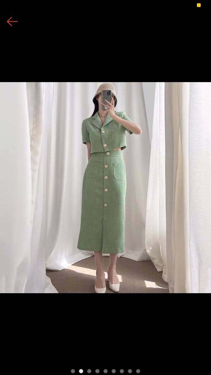 Sét đầm công sở nữ chất dạ tweed vnxk xịn