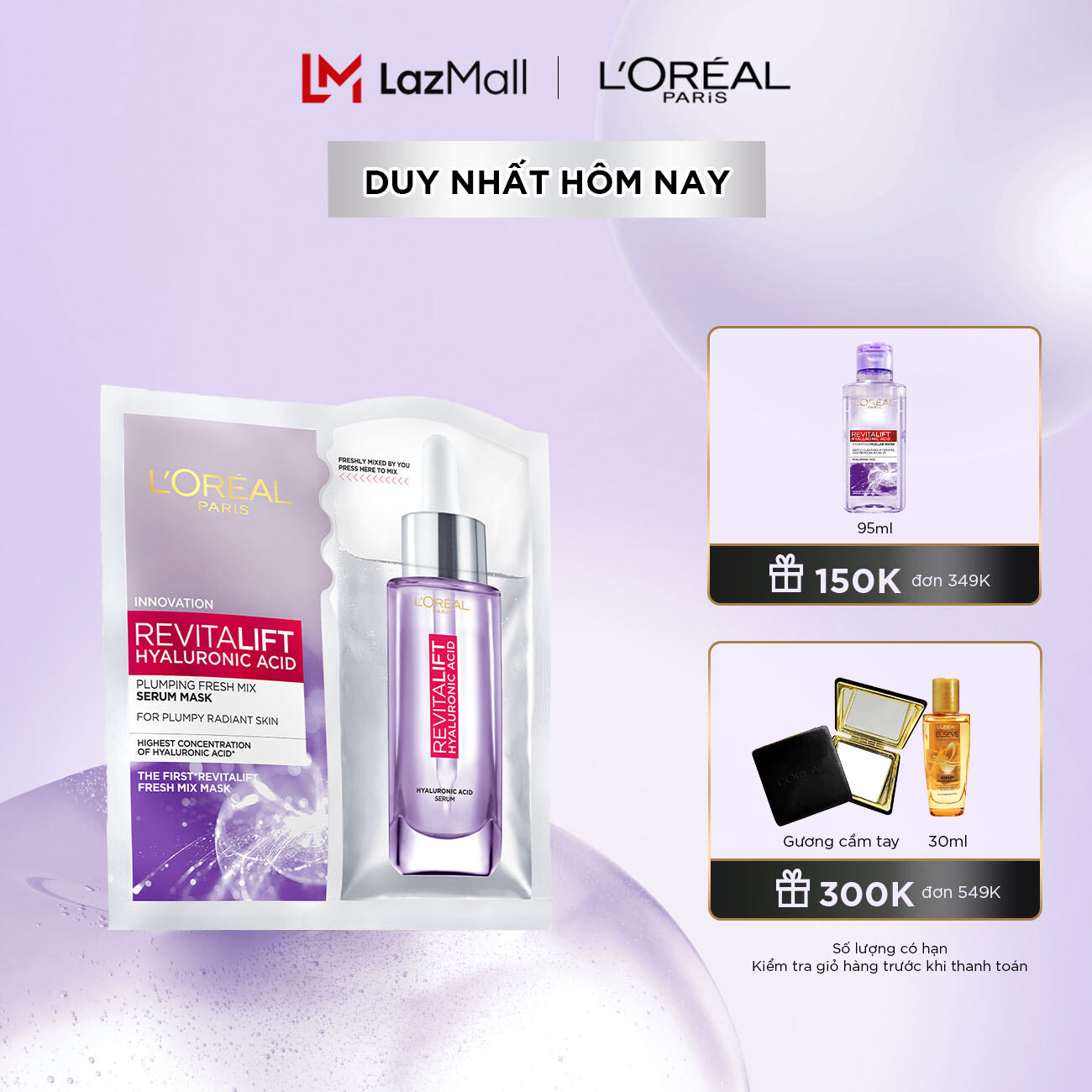 Mặt nạ kết hợp serum căng mịn L'Oreal Paris Revitalift Fresh Mix Plumping Serum