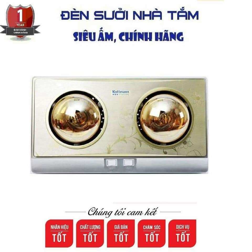 Đèn sưởi nhà tắm 2 bóng - 3 bóng Kotman