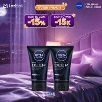 Bộ 2 Sữa Rửa Mặt NIVEA MEN Deep Than Đen Hoạt Tính Sạch Nhờn Sáng Da (100 g) - 84415x2