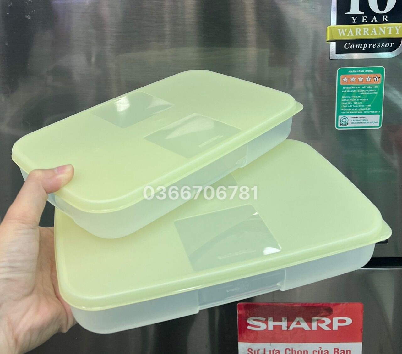 Set 2 hộp đông dẹp 650ml (nắp màu ngẫu nhiên)