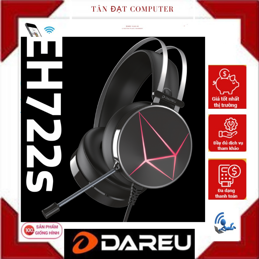(Siêu Rẻ )Tai Nghe Gaming DARE-U EH722 X (Đen) - Chính Hãng Mới 100% Bảo Hành Mai Hoàng