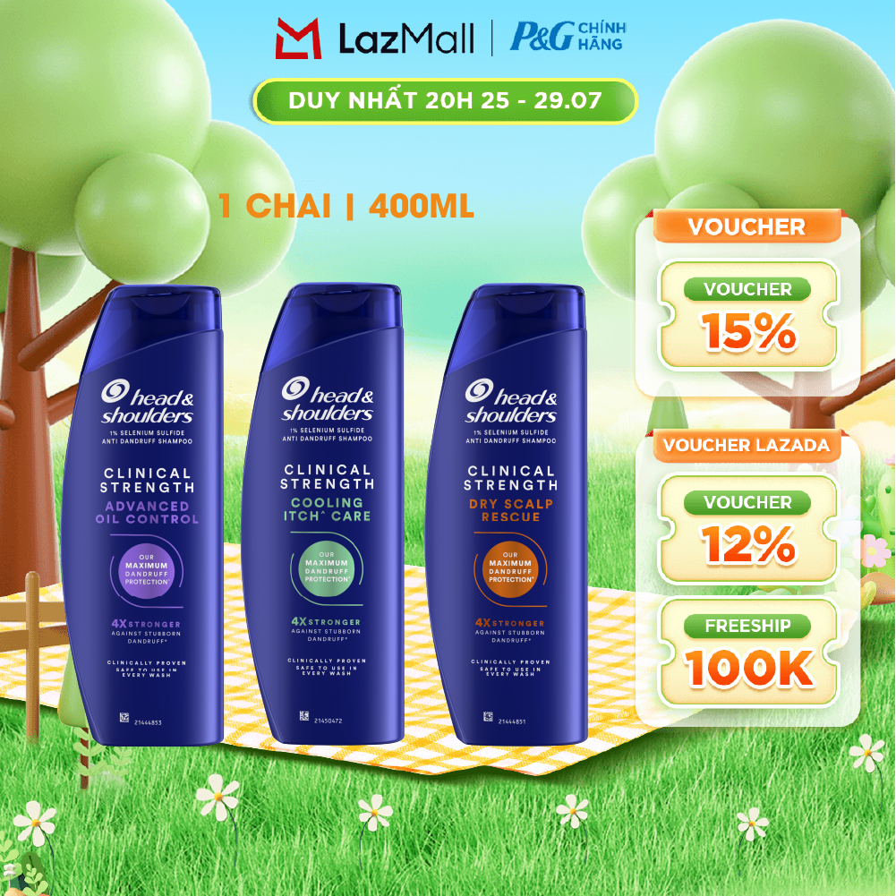 Dầu Gội HEAD SHOULDERS Clinical Strength 4X Sức Mạnh Dành Cho Da Đầu Có Gàu Dai Dẳng/ Khô/ Ngứa/ Dầu Nhờn 400ML