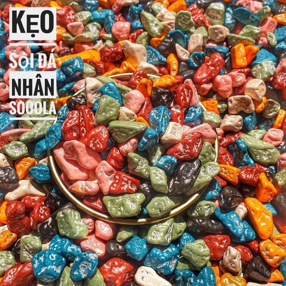 Kẹo sỏi đá nhân socola 100gr hàng ngon nhà làm
