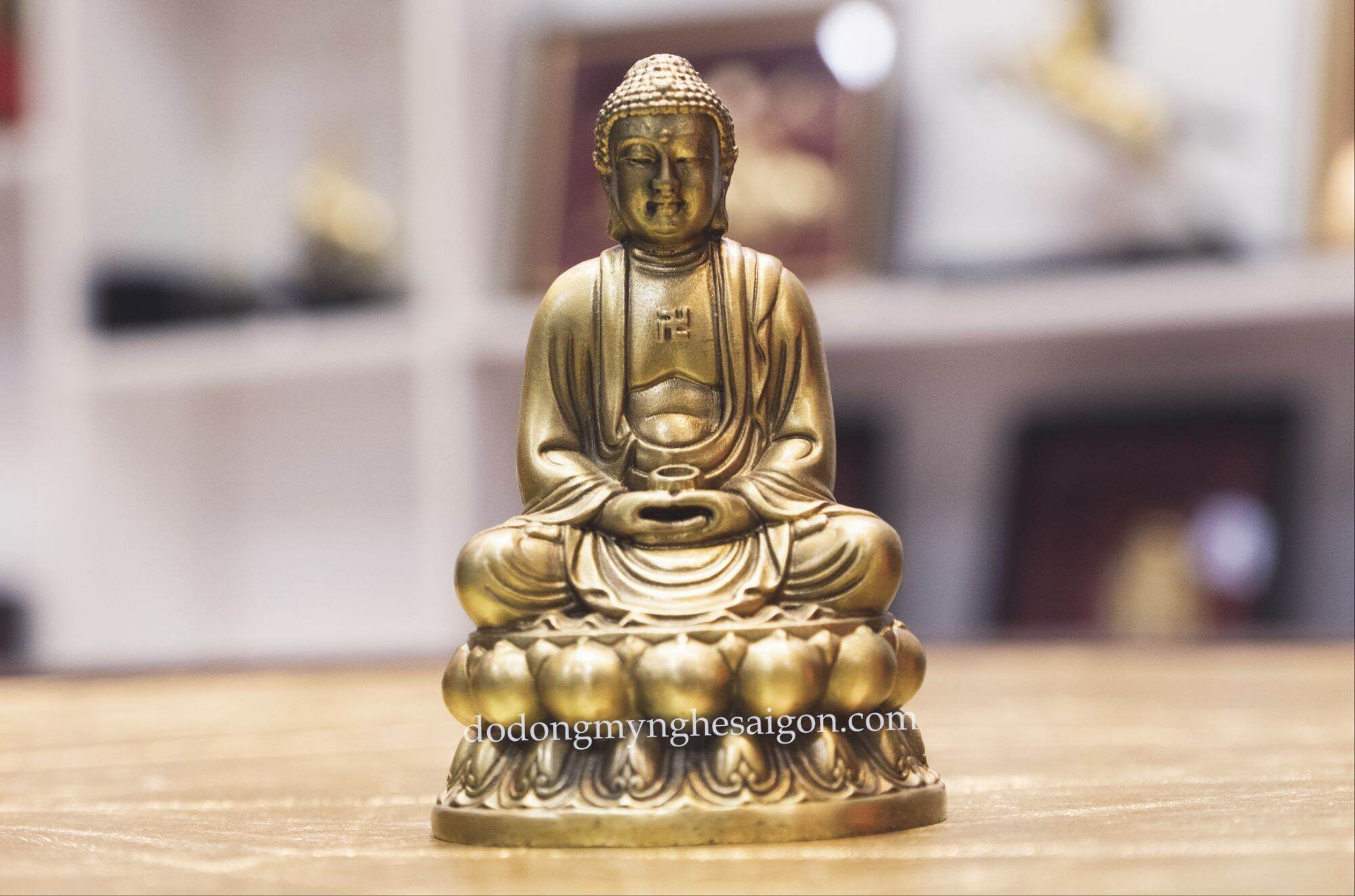 Tượng đức phật a di đà bằng đồng, tượng phật adida đặt xe oto, tượng đức phật a di đà mini 10cm - đồng đúc nguyên khối
