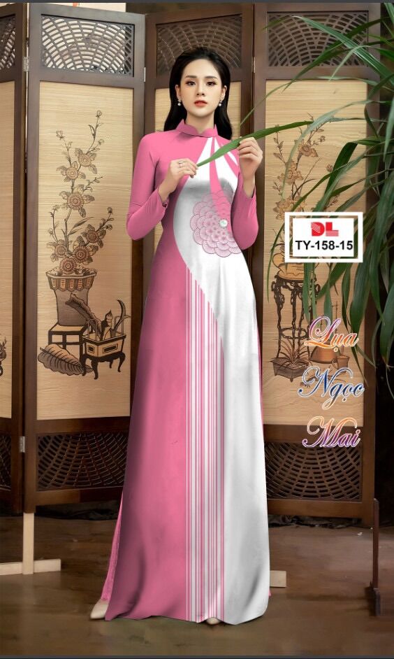 Vải áo dài hoa Hồng