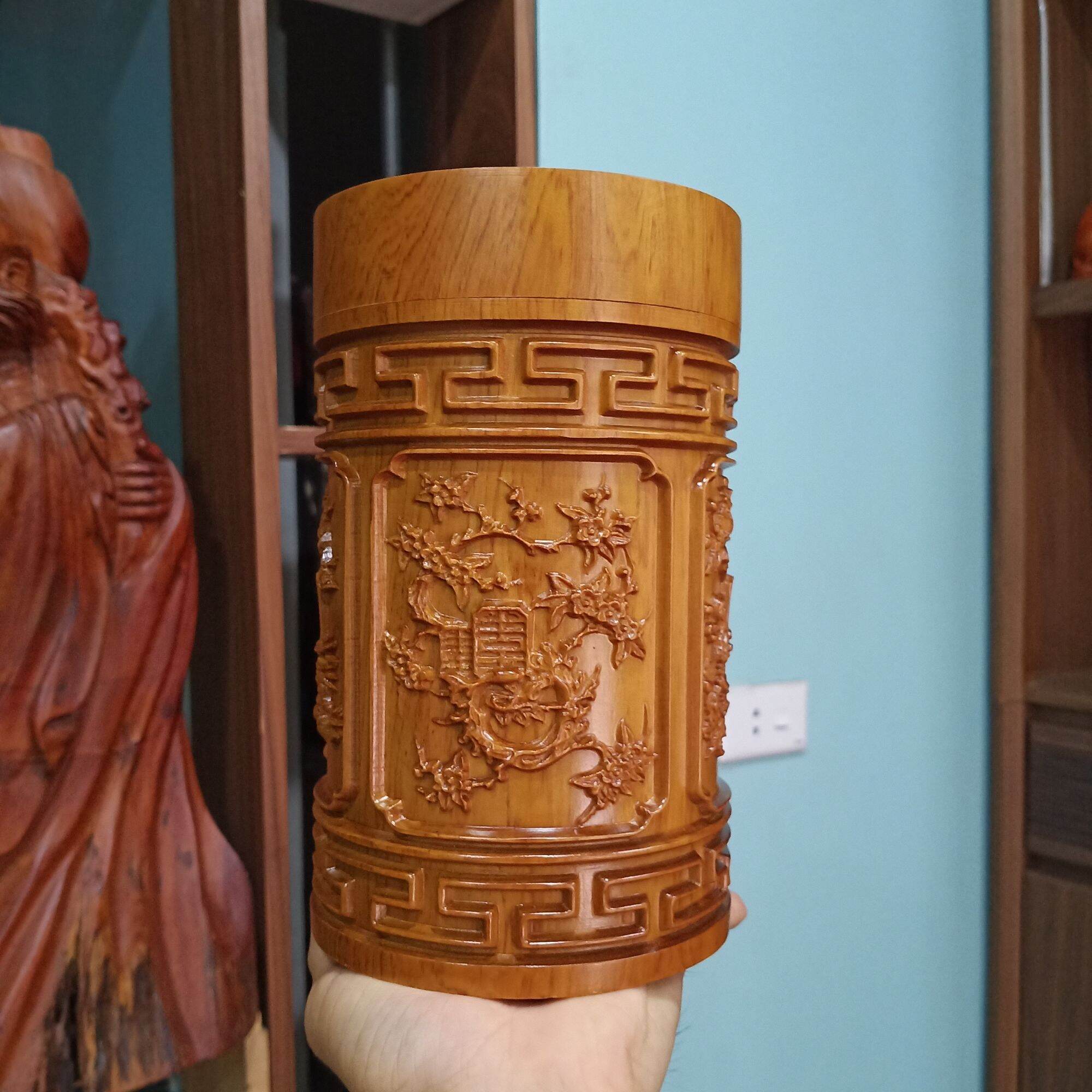 Hộp đựng chè gỗ bách xanh