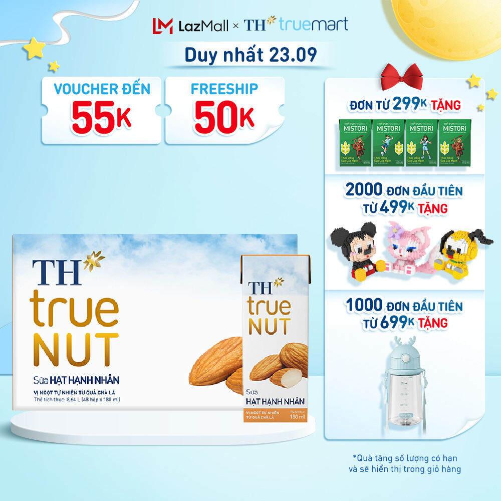 Thùng 48 hộp sữa hạt hạnh nhân TH True Nut 180ml (180ml x 48)