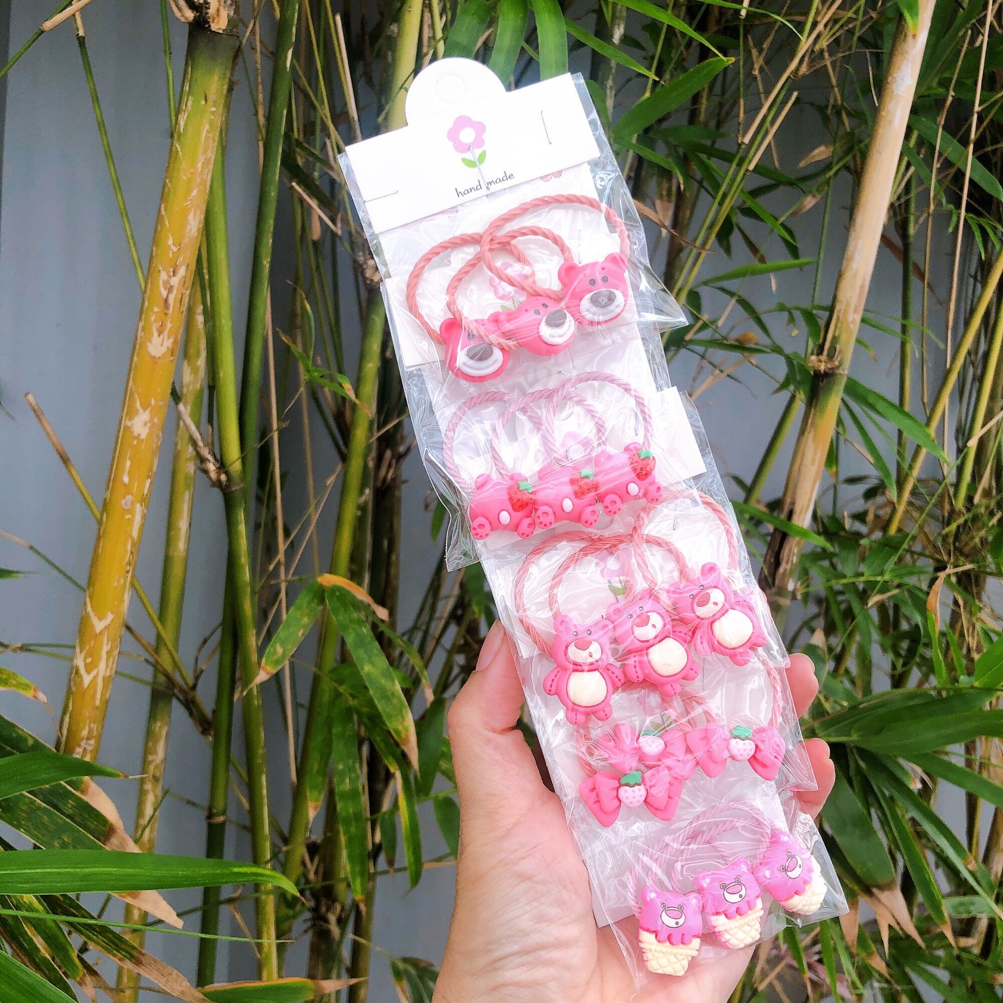 SET KẸP VÀ CỘT TÓC GẤU DÂU
