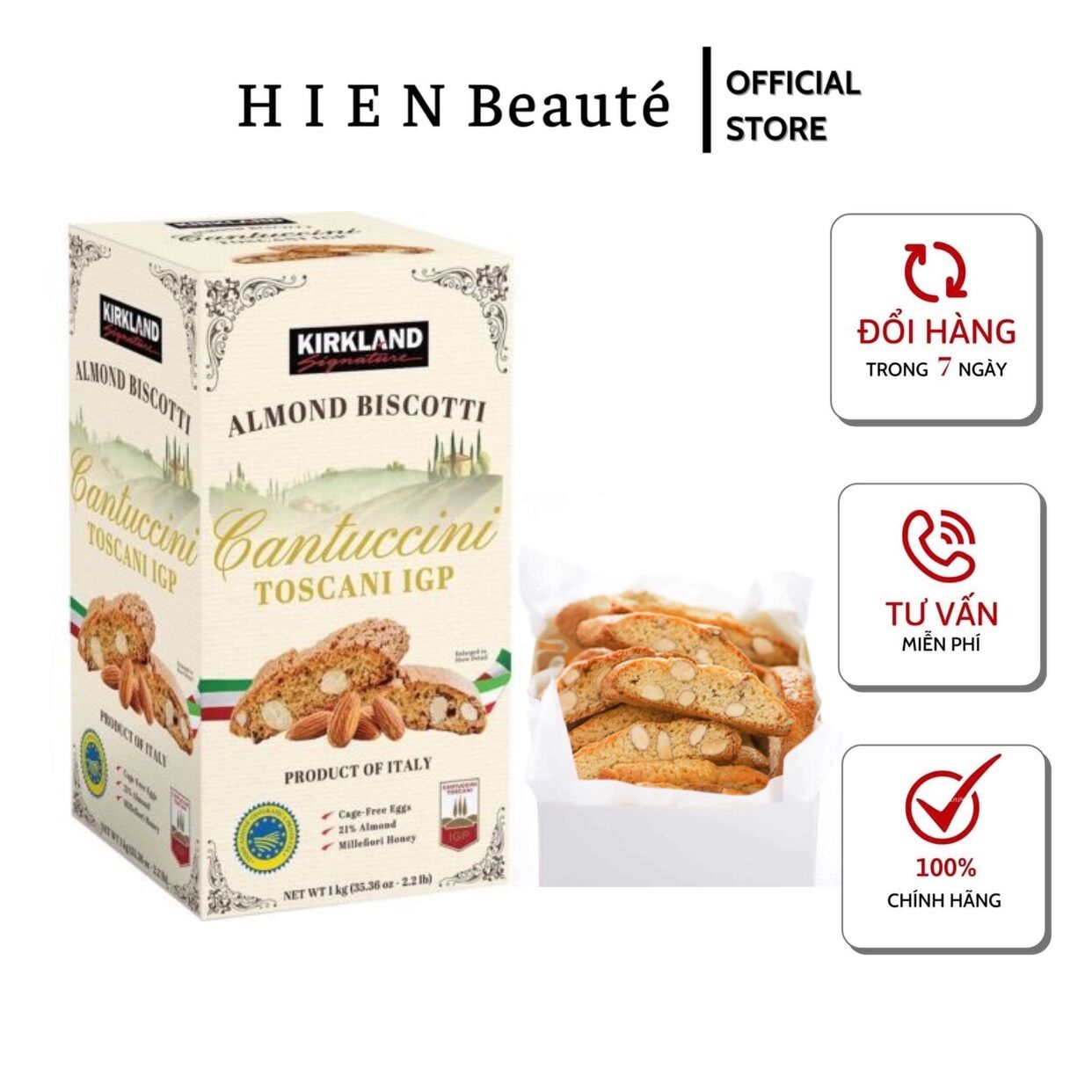 Bánh Quy Hạnh Nhân KIRKLAND Almond Biscotti 1KG - Úc