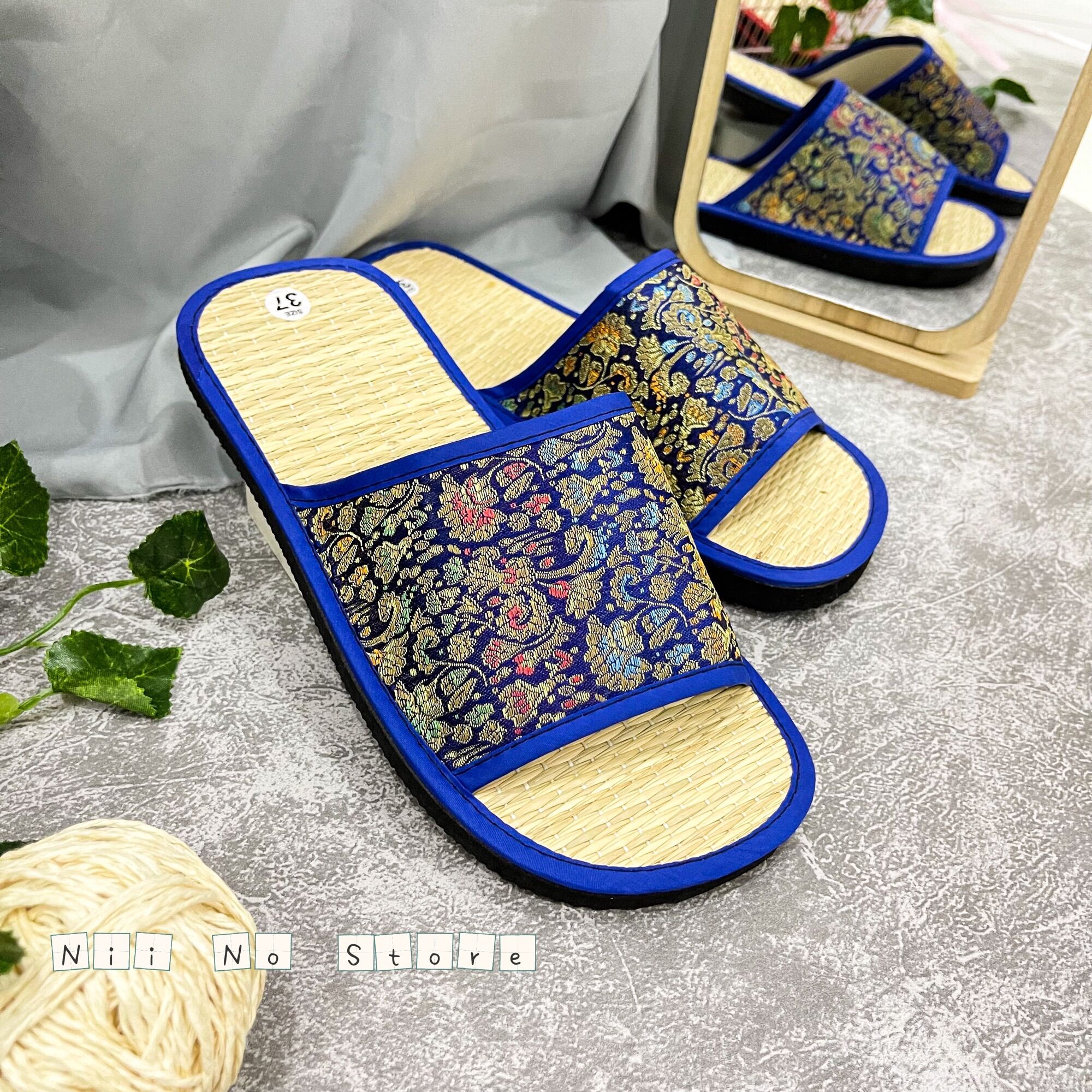 [3 màu] Dép chiếu cói quai gấm ngang