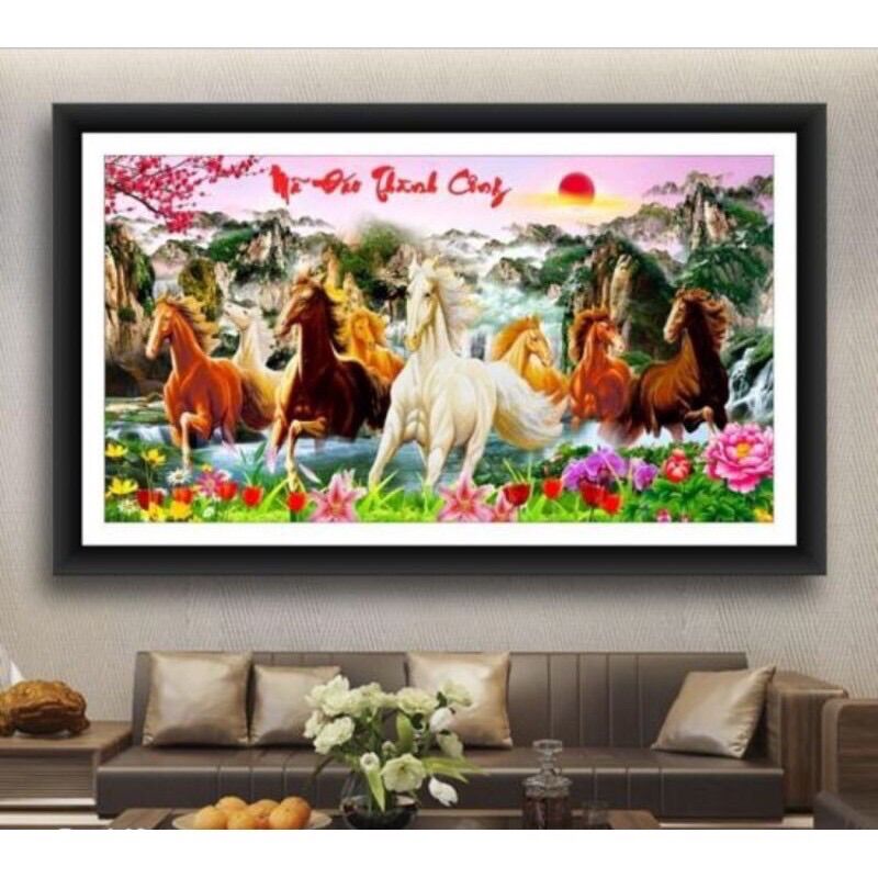 Tranh đính đá mã đáo thành công vs353/ 105x55cm/ chưa đính đá