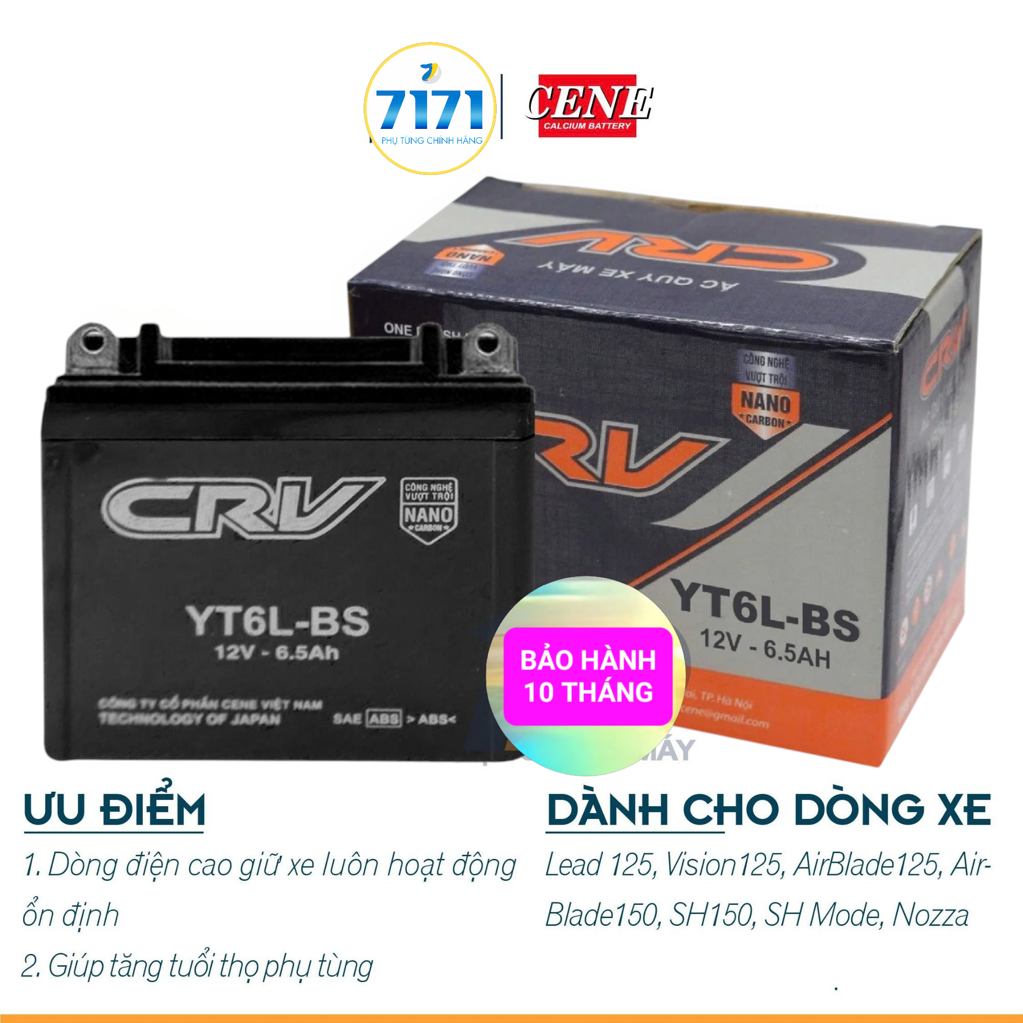 BÌNH ẮC QUY XE SH MODE, VISION 125, AB 125, LEAD... BÌNH LỠ - YT6L