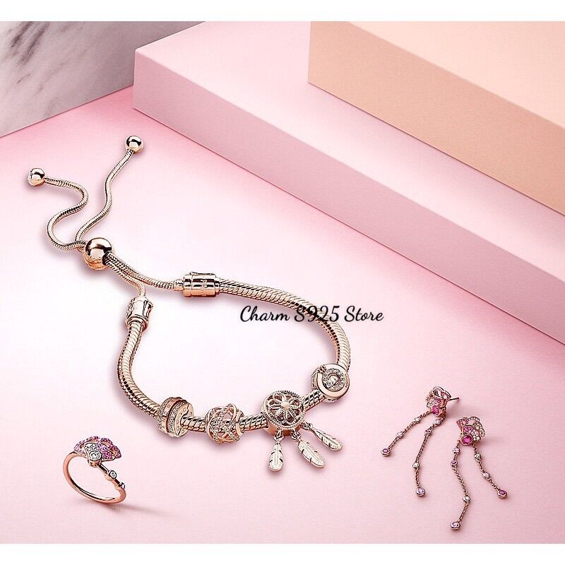 COMBO 4 HẠT CHARM PAN ALE VÀNG HỒNG GALAXY BẠC S925