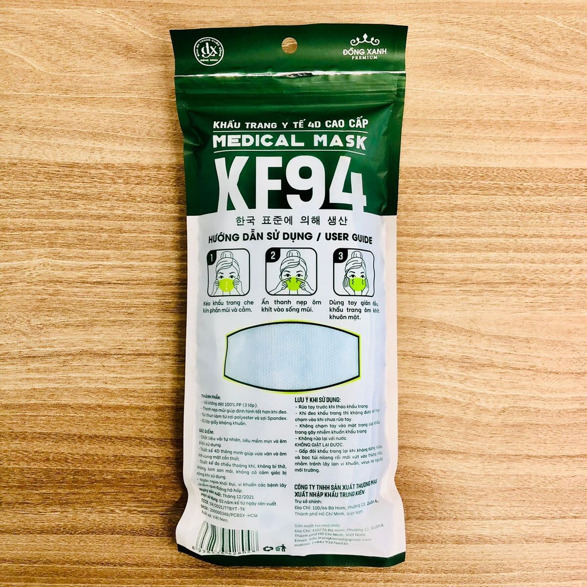 khẩu trang KF94 ĐỒNG XANH premium
