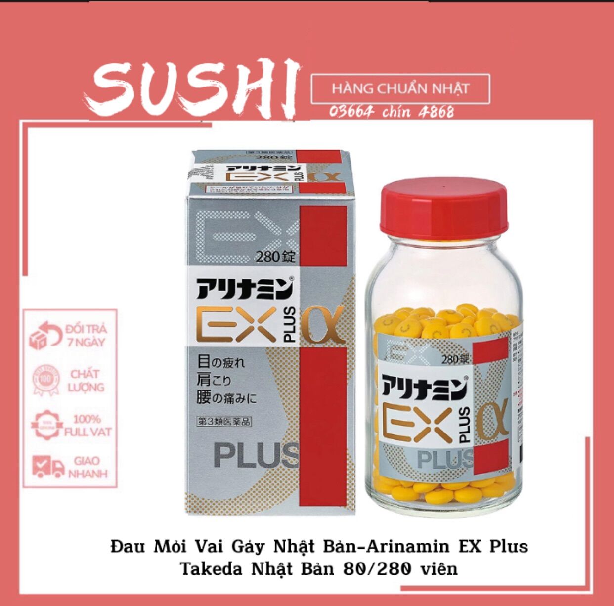 Đau mỏi vai gáy nhật bản-arinamin ex plus takeda nhật bản 80v