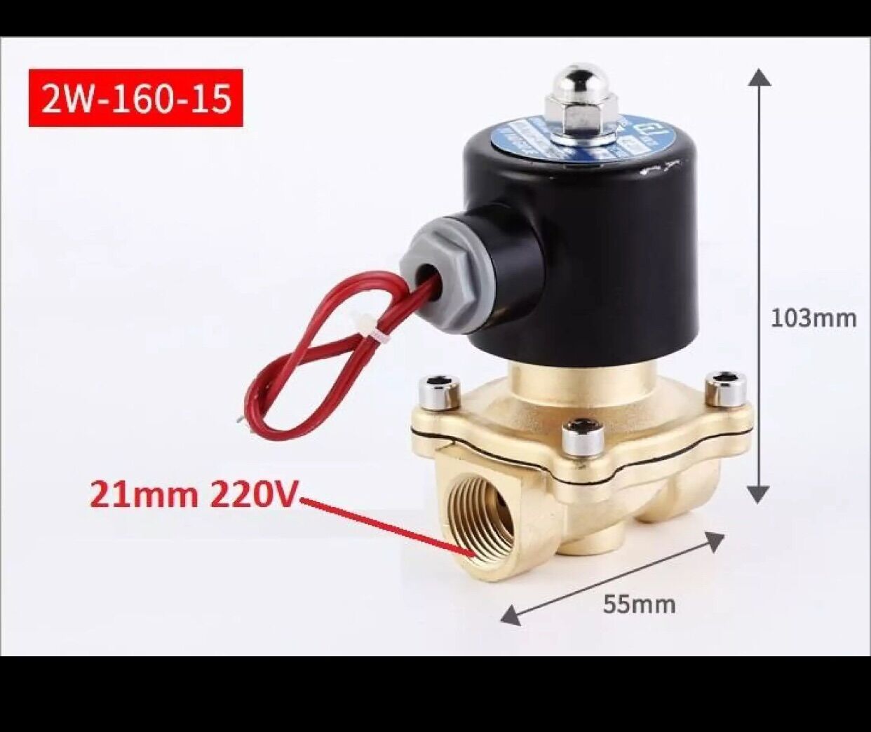 Van điện từ phi 21mm thân đồng dùng điện 220v