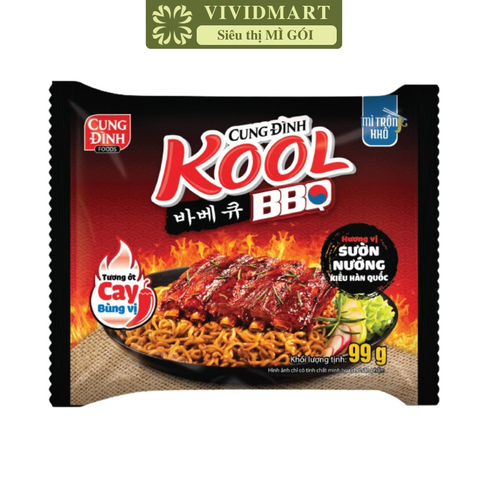 [1 PACKAGE] - AFOTECH - CUNG DINH KOOL INSTANT NOODLES WITH 3 FLAVOURS: SPAGHETTI WITH BEEF TOMATO SAUCE, KOREAN-STYLE BBQ GRILLED RIBS, SINGAPORED-STYLE SHRIMP & SALTED EGGS (90-105G/PACKAGE)