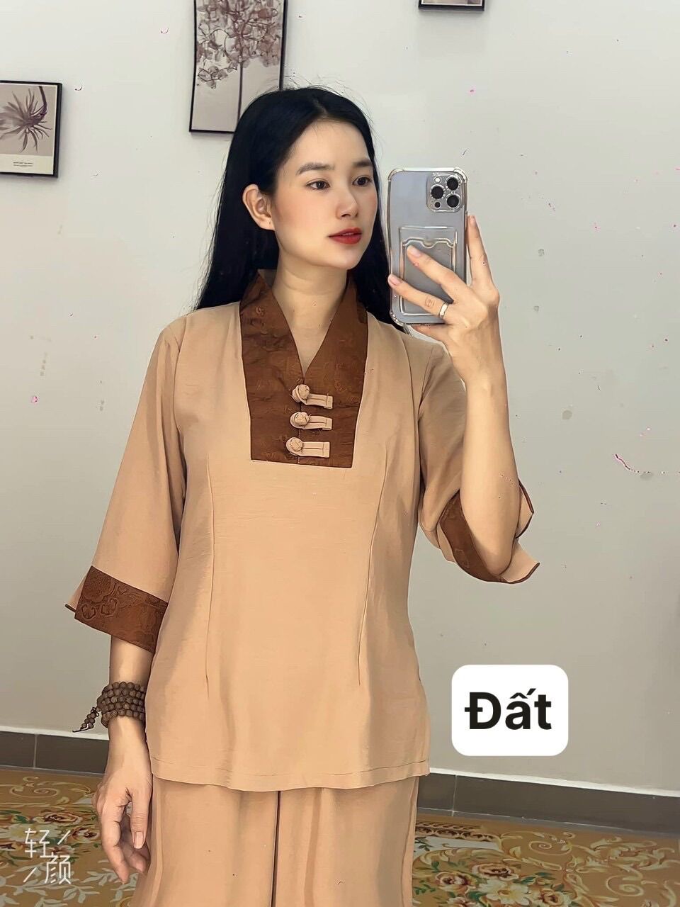 Đồ lam đi chùa _ mẫu chữ y 3 nút