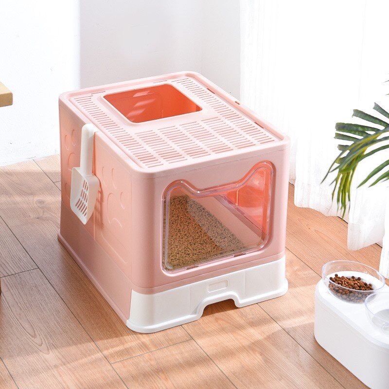 Nhà vệ sinh cho mèo vuông cao cấp 2 cửa 41x51x38 cm