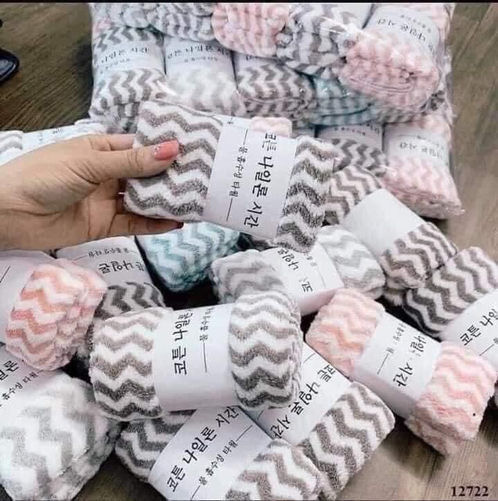 Khăn mặt kẻ Hàn Quốc mềm mịn