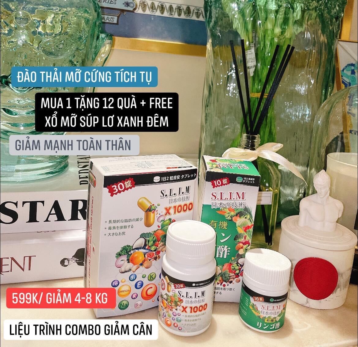 Giảm cân slim x1000 tặng xổ mỡ súp lơ xanh